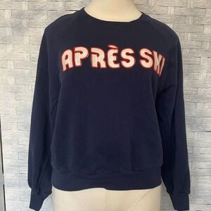 J.Crew‎ Navy APRÈS SKI Sweatshirt Women's Size S Raglan Sleeve Pullover